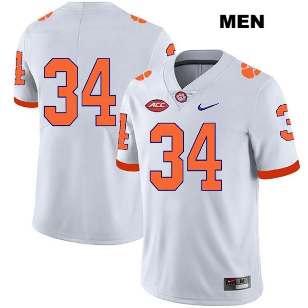 Men's Clemson Tigers #34 Logan Rudolph Stitched White Legend Authentic Nike No Name NCAA College Football Jersey AEA1146TZ